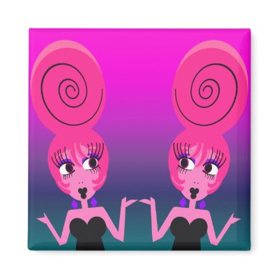 Funky Diva Twins Magnet by Derora