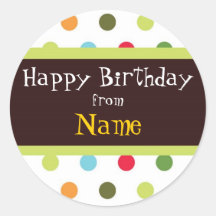 Funky Dots Customizable Birthday Label Stickers