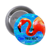 Funky flamingo pin button