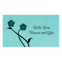 Funky Floral Blooms Business Card, Turquoise