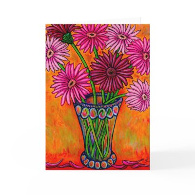 Funky Floral Greeting Cards by LisaLorenzPaintings