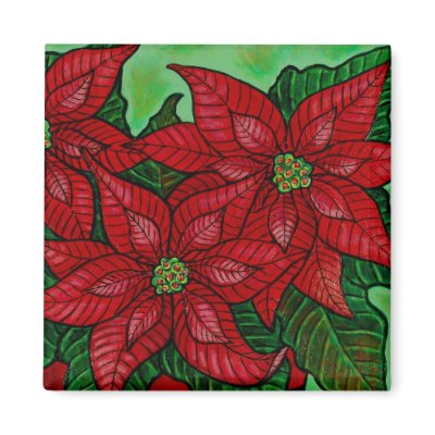 Funky Floral Poinsettia Magnet by LisaLorenzPaintings