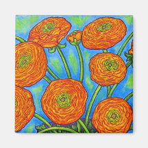 Funky Floral Ranunculus Magnet
