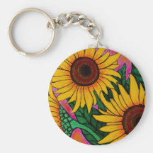 Funky Floral Sunflower Key Chain