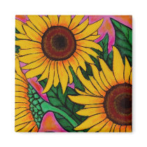 Funky Floral Sunflower Magnet