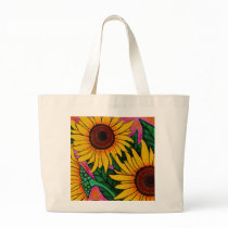 Funky Floral sunflower Tote Bag