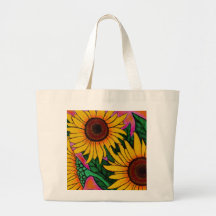 Funky Floral sunflower Tote Bag