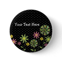 Funky flower border on black background with white