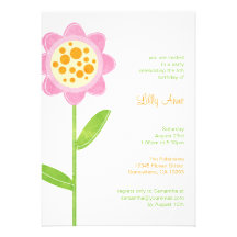 Funky Flower Girls Birthday Party Invitations