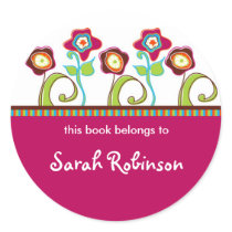 Funky Flowers Book Labels