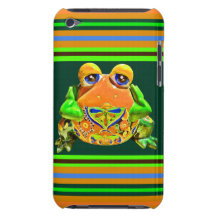 Funky Frog Orange Green Striped Novelty Gifts Case-Mate iPod Touch Case