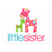 Funky Giraffe Little Sister tshirt Post Card