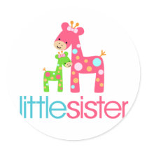 Funky Giraffe Little Sister tshirt stickers