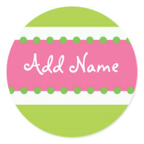 Funky Girl Birthday Sticker Pink and Green