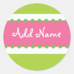 Funky Girl Birthday Sticker Pink and Green