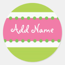 Funky Girl Birthday Sticker Pink and Green