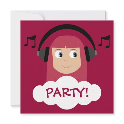 Funky Girl DJ With Headphones Red Custom Party by Molly_Sky
