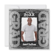 Funky Graduation Invitation Grey Scratch Square