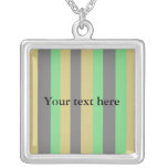Funky green gold black stripes diagonal pattern pendants