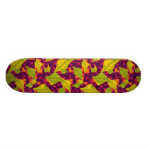 Funky Green Yellow Leaves Pattern Skateboard