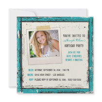 Funky Grunge Birthday Party Invitation (aqua)