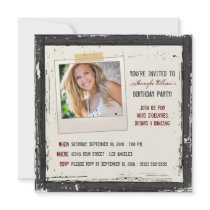 Funky Grunge Birthday Party Invitation (black)