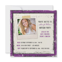 Funky Grunge Birthday Party Invitation (lavender)