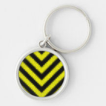 Funky Hazard Stripes Design Key Chains