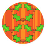 Funky Holly Round Sticker