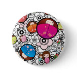 Funky Japanese Kokeshi Dolls button