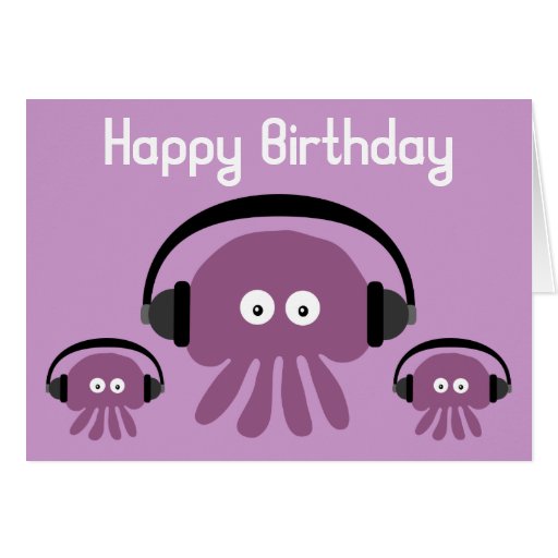 Funky Jellyfish DJ Birthday Greeting Card