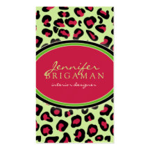 Funky Leopard Print Business Card :: pink/green