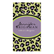 Funky Leopard Print Business Card :: purple/green