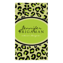 Funky Leopard Print Custom Business Card :: Lime