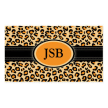 Funky Leopard Print Custom Business Card :: Orange