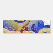 Funky Lollipop Swirl Pattern Roses Birds Bumper Stickers