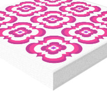 Funky Modern Bright Flowery Pink Purple White Stretched Canvas Prints