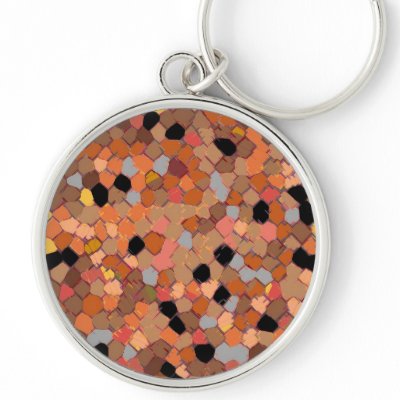 Funky Mosaic Oranges Dots, Keychain, Customize by JayneLogan