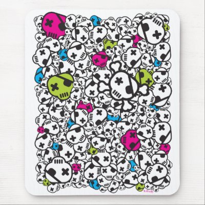 Funky Mousepad with Skulls by MaShusik