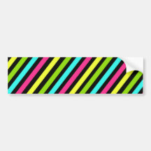 Funky Neon Diagonal Stripes Pattern Bumper Stickers