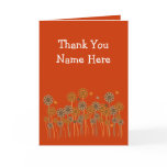 Funky orange flowers & butterflies Thanky you card