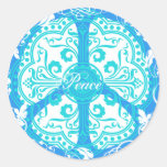 Funky Peace Sign Round Stickers