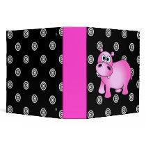 Funky Pink Hippo Photo / School Large Binder