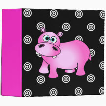 Funky Pink Hippo Photo / School Large Binder