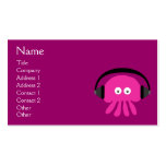 Funky Pink Jellyfish DJ With Headphones Custom Business Card