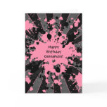 Funky pink paint splatter paintball Happy Birthday