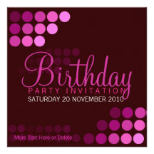 Funky Pink Party Birthday Invitation