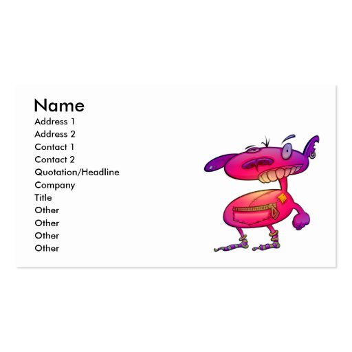 funky punk socks fuschia violet monster business card