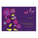 Funky Purple Flowers Wedding RSVP Card Business Card