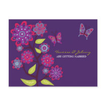 Funky Purple Flowers Wedding Save the Date